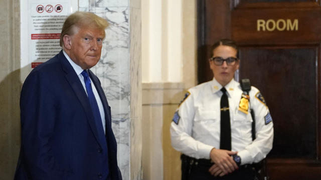 Former President Donald Trump in court during a break in his fraud trial in New York 