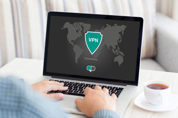 Man using VPN on laptop 