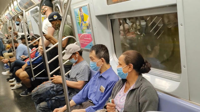 Masked subway riders 