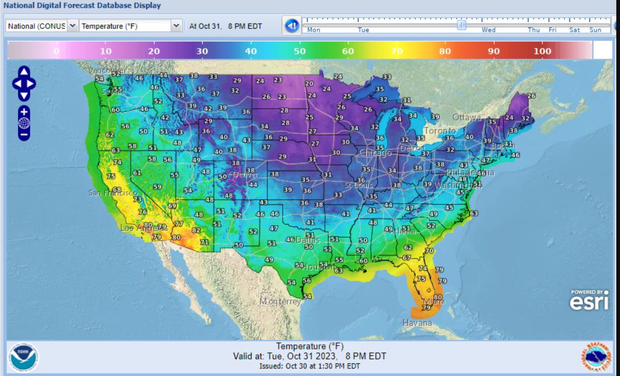 Halloween temperature forecast