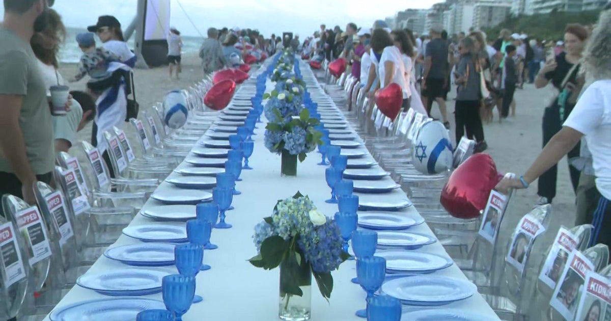 Desk set for in excess of 230 Israeli hostages in Bal Harbour Desk set for in excess of 230 Israeli hostages in Bal Harbour