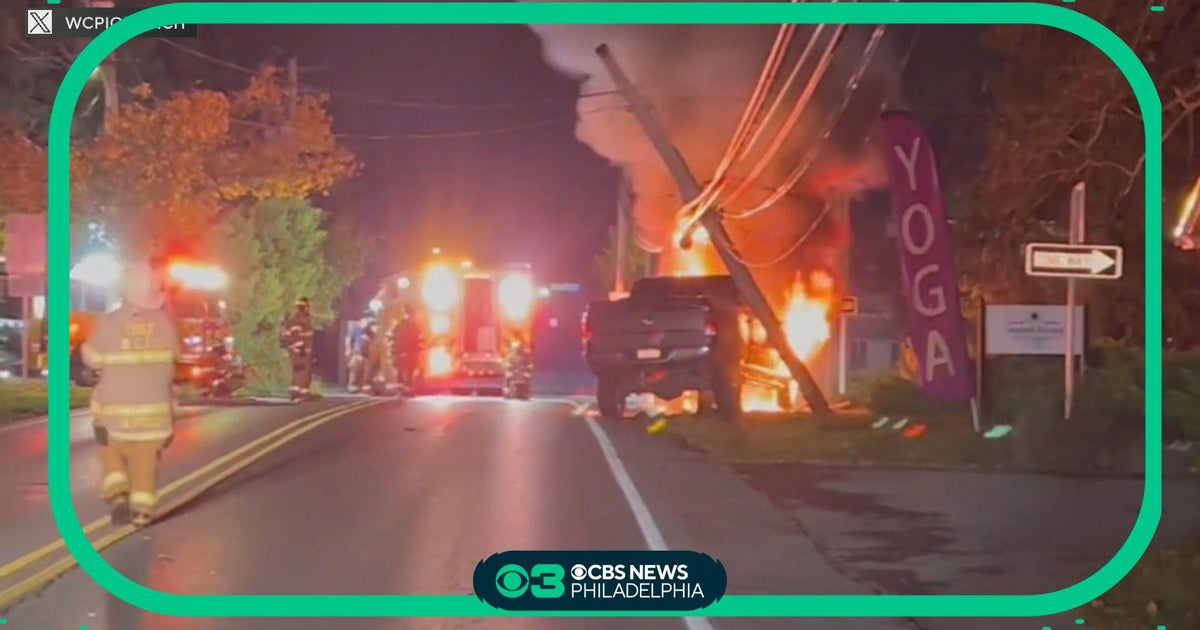Truck catches fire after slamming into utility pole in Chester County ...