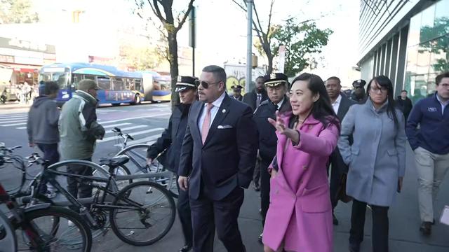 Police Commissioner Edward Caban visits  Downtown Flushing with Councilmember Sandra Ung on Nov. 3, 2023. 