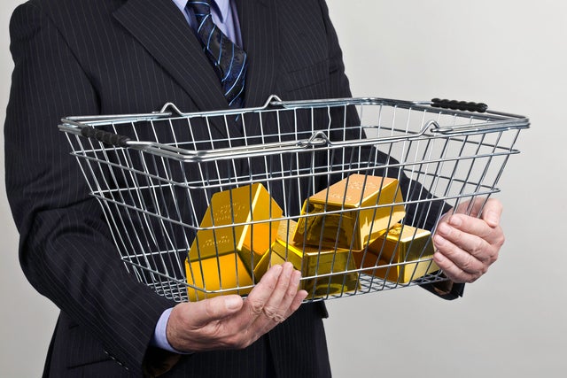 Supermarket basket of gold bullion