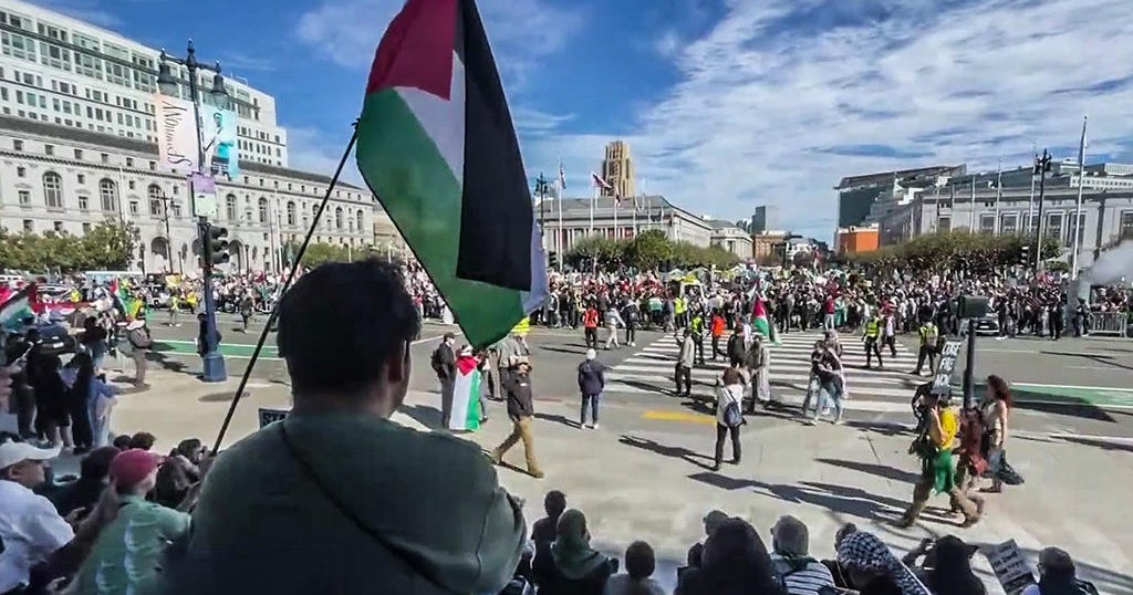 Thousands march in San Francisco demanding a Gaza ceasefire - CBS San ...