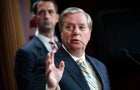 Sens. Lindsey Graham and Tom Cotton conduct a news conference in the Capitol on Wednesday, July 1, 2020. 