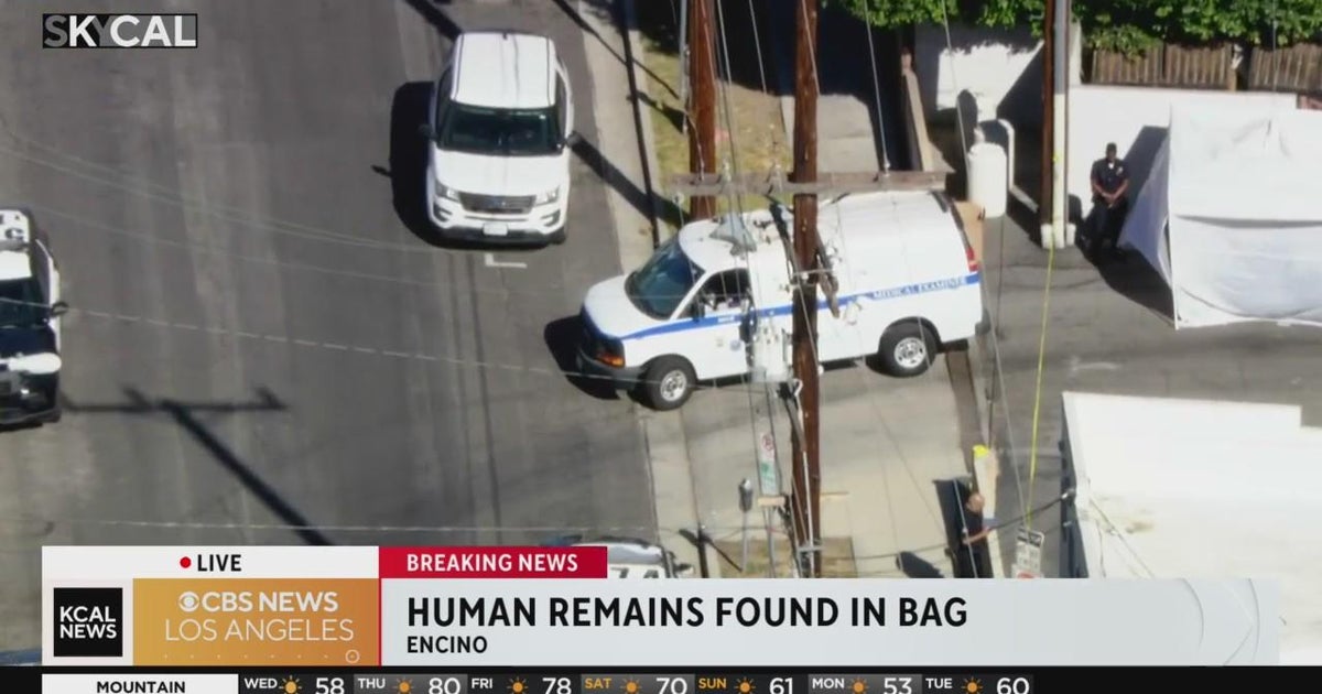 Human remains found in bag in Encino parking lot - CBS Los Angeles