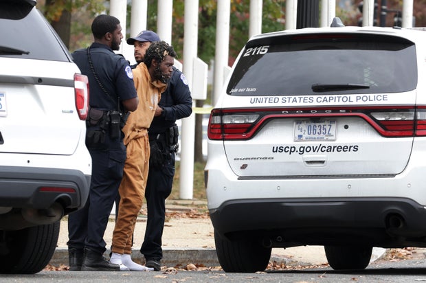 U.S. Capitol Police arrest a suspect who was in possession of a firearm near the Capitol on Nov. 7, 2023.