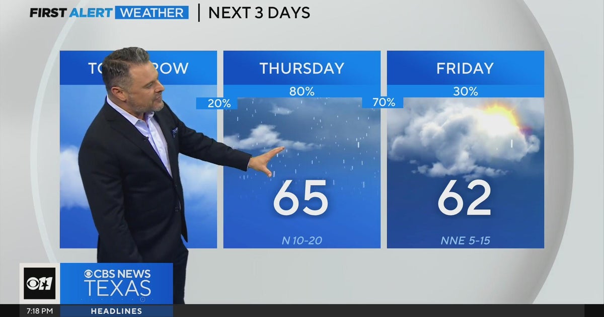 Strong chance of rain expected in North Texas Thursday - CBS Texas