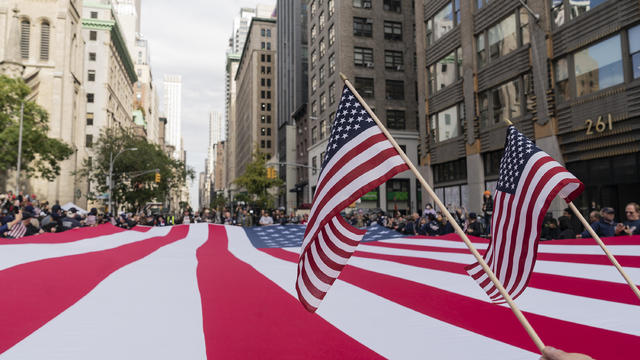 Huge American Flag carried along Fifth Avenue during 