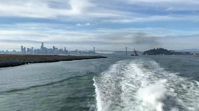 View of SF and Bay Bridge from ferry 