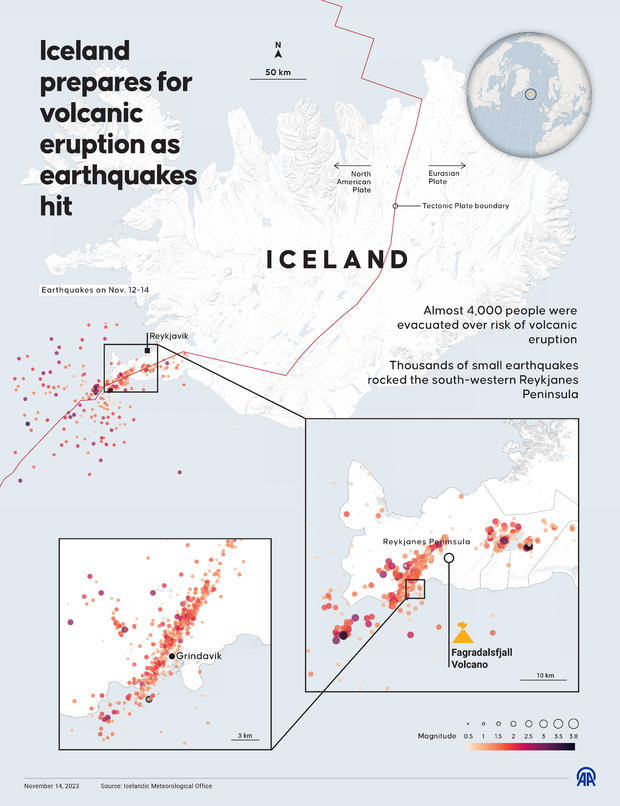 Map - Iceland prepares for volcanic eruption as earthquakes hit 