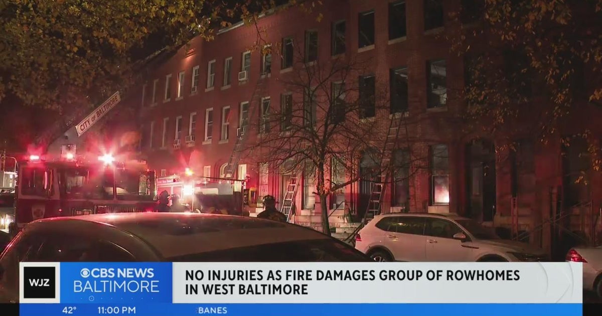 No injuries as fire damages group of rowhomes in west Baltimore - CBS ...