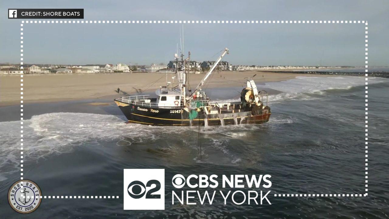 Fishing boat runs aground in Point Pleasant Beach - CBS New York