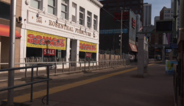 exterior of rosenthal furniture during closing sale 