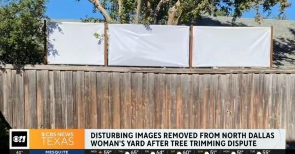 Neighbor Removes Disturbing Images From Woman's Yard - CBS Texas