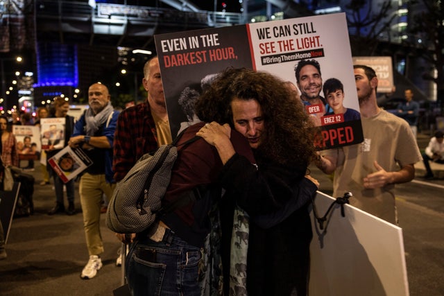 TEL AVIV, ISRAEL-NOVEMBER 21: People protest chanting for the I 