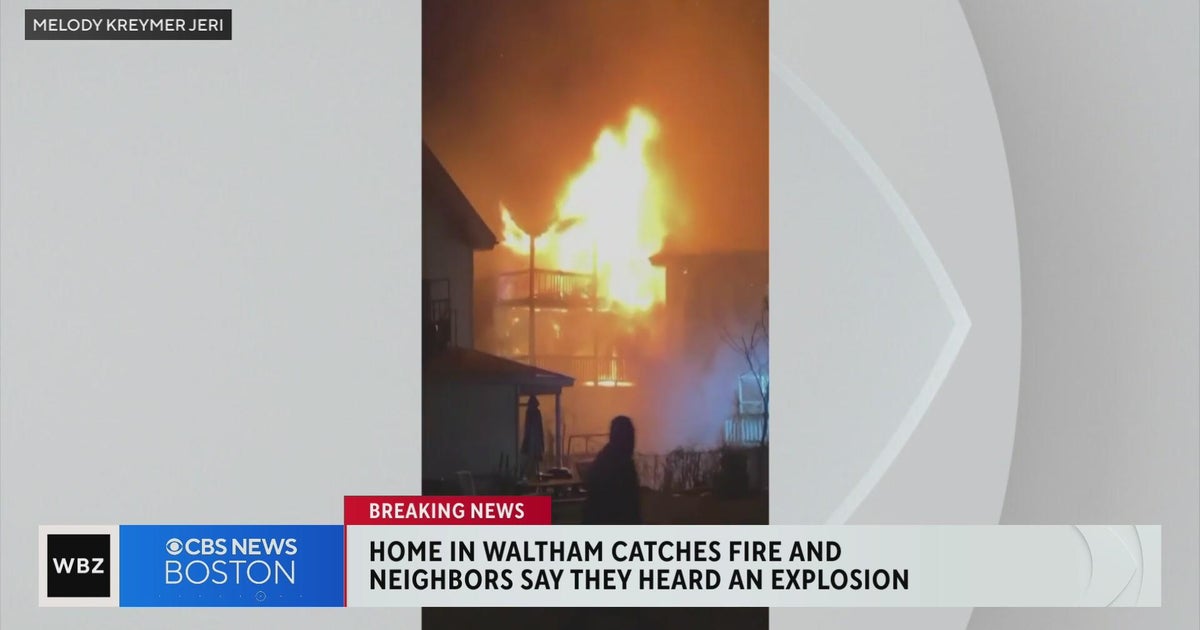 Three-alarm fire tears through Waltham building - CBS Boston