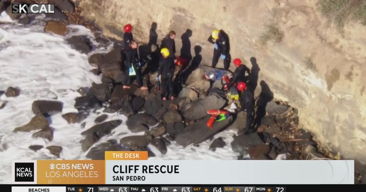 Crews rescue a man from the base of a San Pedro cliff - CBS Los Angeles