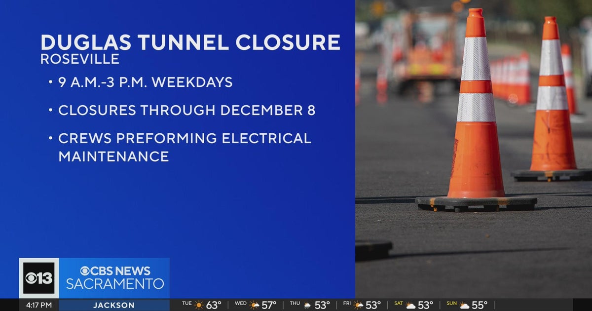 Douglas Tunnel in Roseville to see daily closures through December 8
