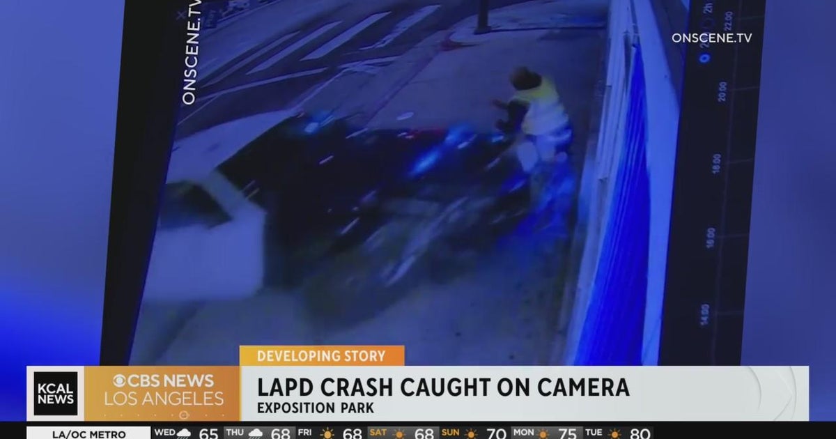 LAPD crash caught on cam in Exposition Park CBS Los Angeles