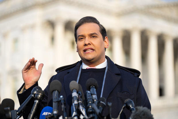 Rep. George Santos holds a news conference outside the U.S. Capitol on Thursday, Nov. 30, 2023.