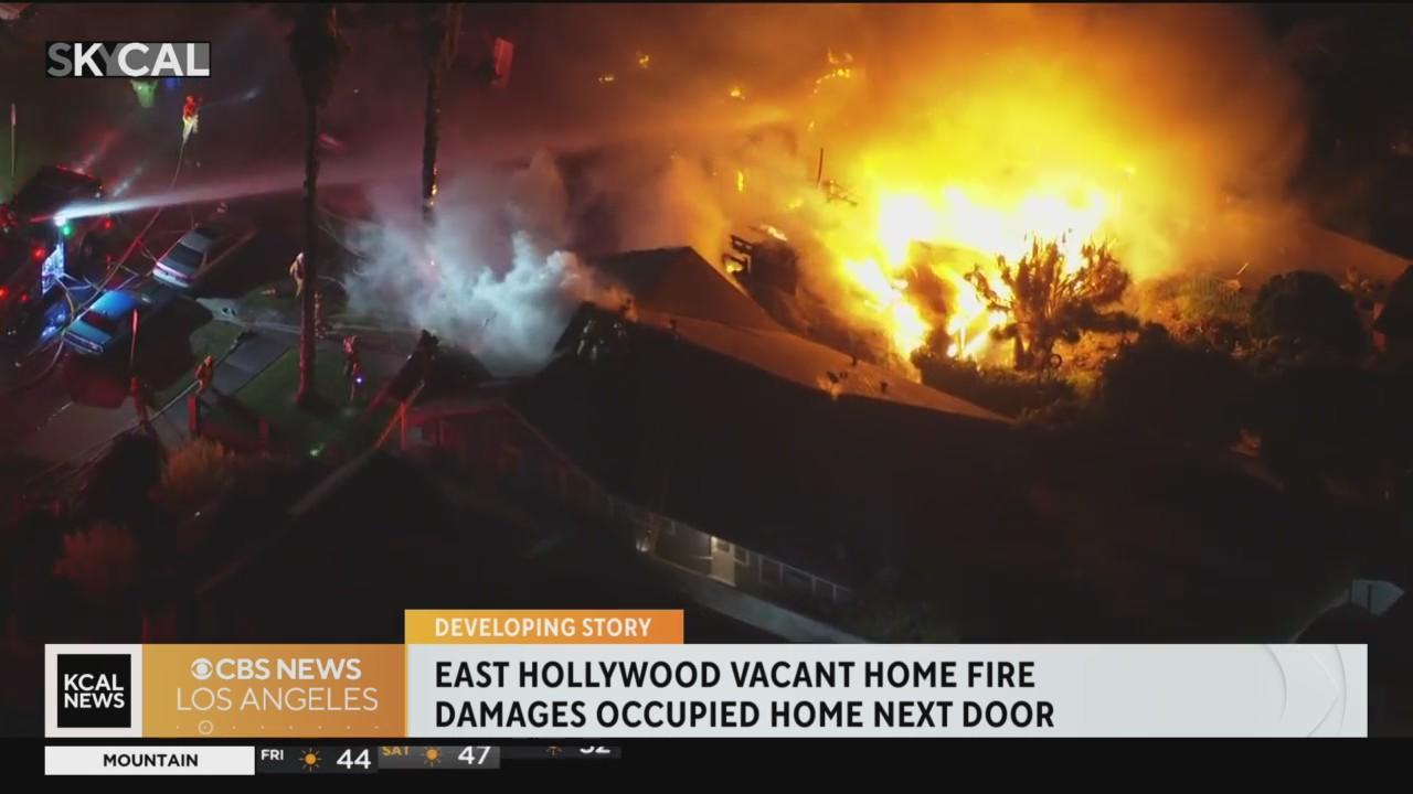 East Hollywood vacant home destroyed by fire, firefighters save neighboring  house