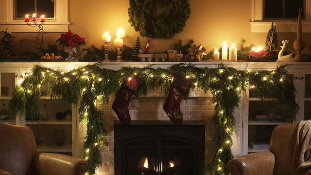 Fireplace with Christmas decoration 