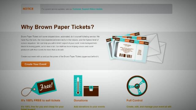 A screenshot of the website Brown Paper Tickets 