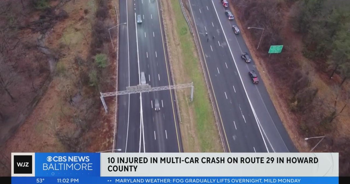 10 injured in multi-car crash on Route 29 in Howard County - CBS Baltimore