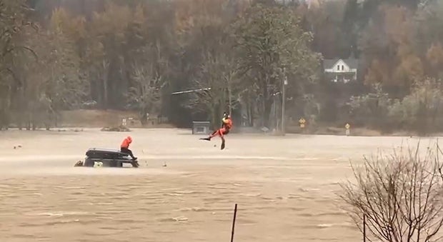 stranded driver rescued by Coast Guard in Rosburg Washington