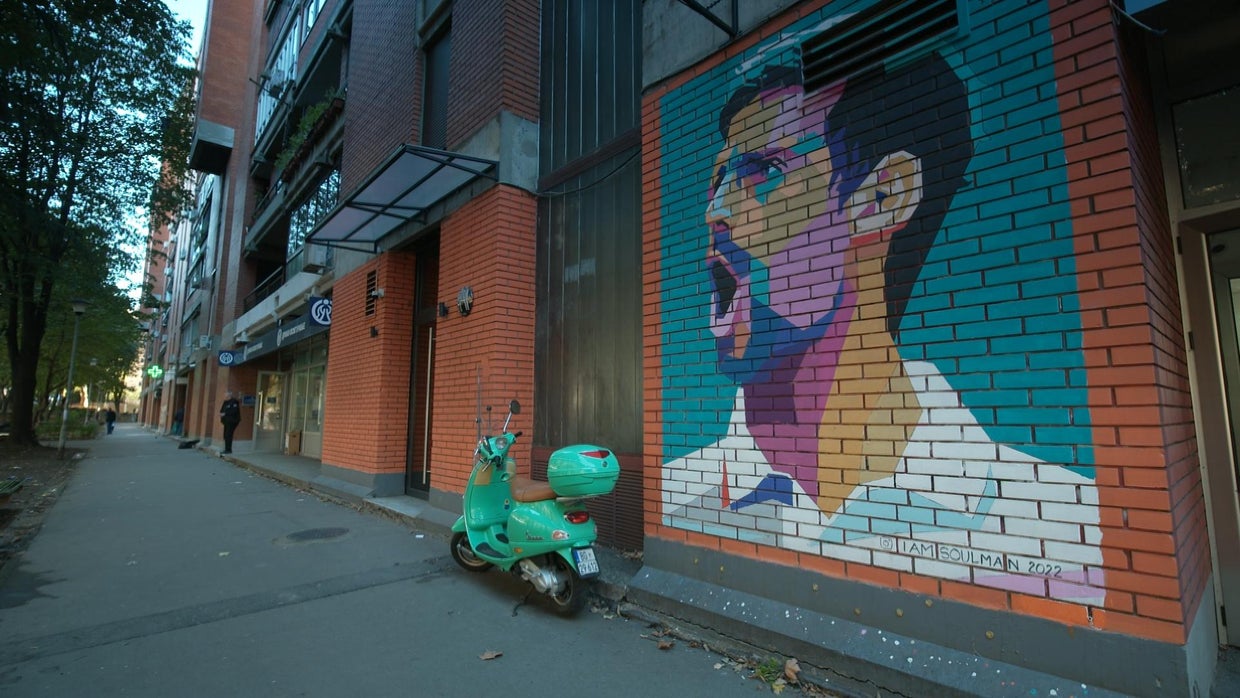 A Novak Djokovic mural 