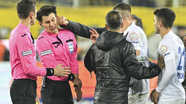 MKE Ankaragucu President Faruk Koca punches referee Halil Umut Meler 
