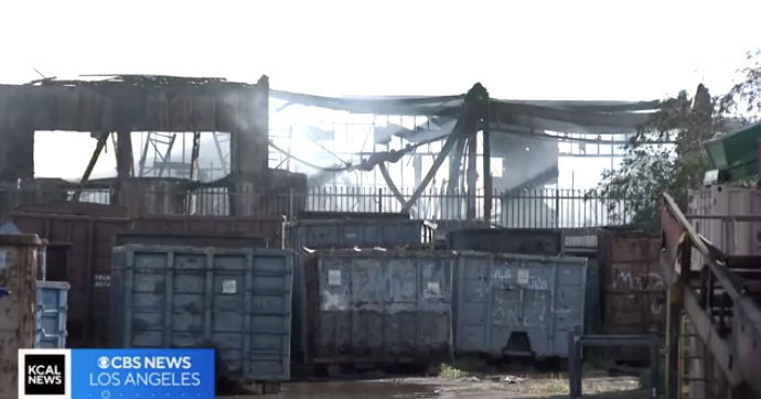 Commercial building destroyed by major emergency fire in South LA - CBS ...