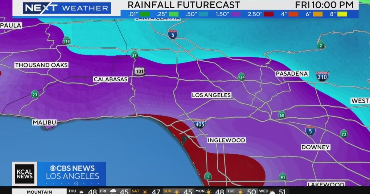 Second round of heavy rain beginning to fall across SoCal - CBS Los Angeles