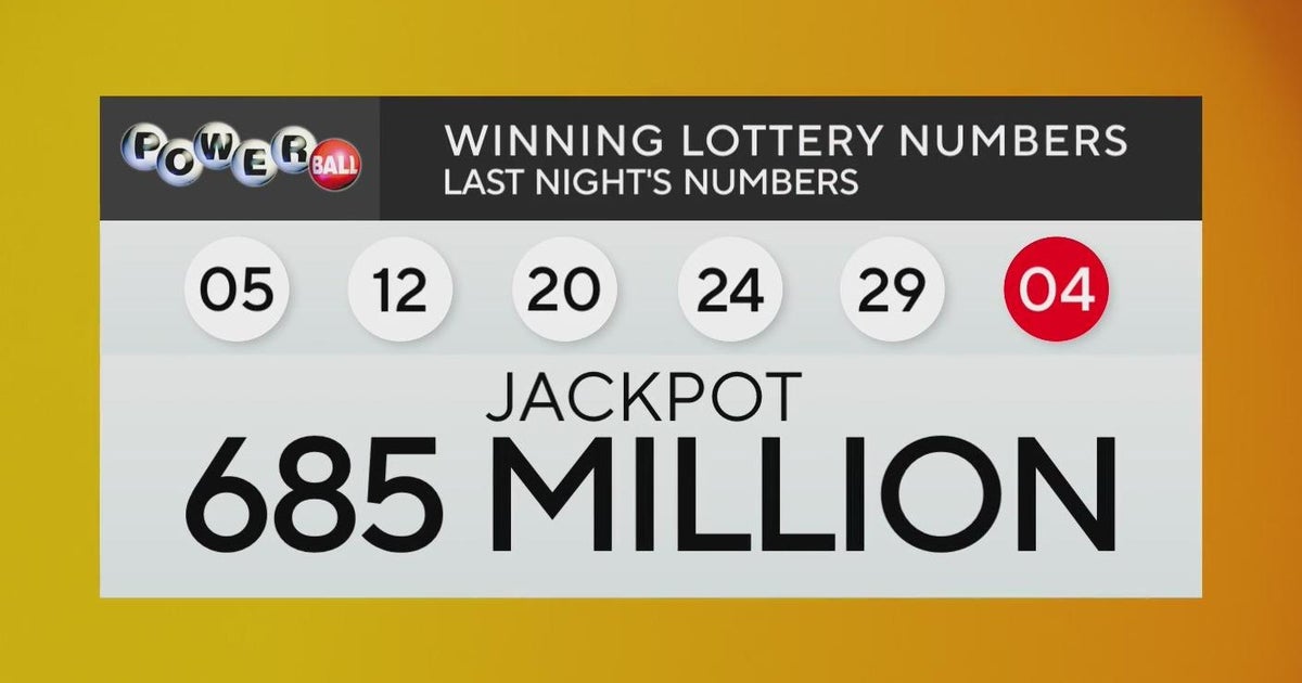 Powerball prize soars to $685 million for Wednesday drawing - CBS San ...