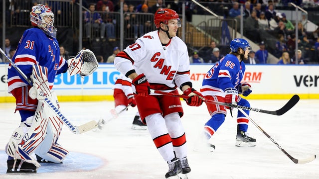 Andrei Svechnikov #37 of the Carolina Hurricanes skates during the first period against the New York Rangers on January 2, 2024 at Madison Square Garden in New York, New York,