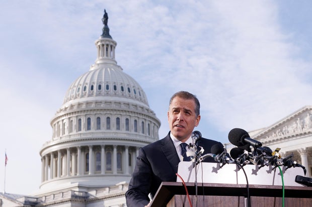 Hunter Biden speaks during a news conference outside the Capitol in Washington, D.C., on Dec. 13, 2023.
