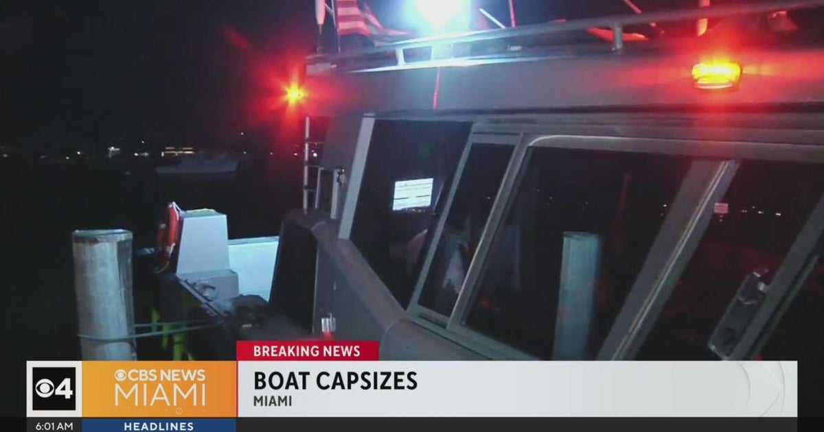 Four adult males rescued right after boat capsized off Watson Island