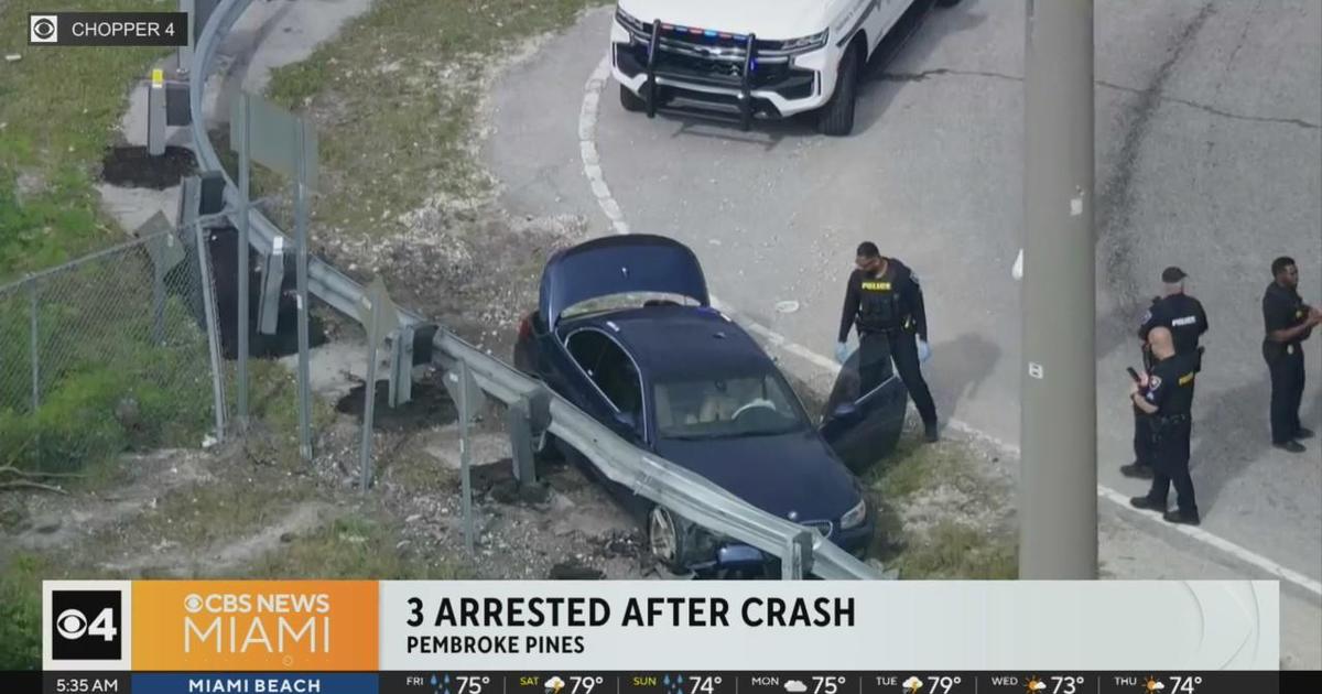 3 arrested immediately after stolen motor vehicle crashed into guard rail in Pembroke Pines