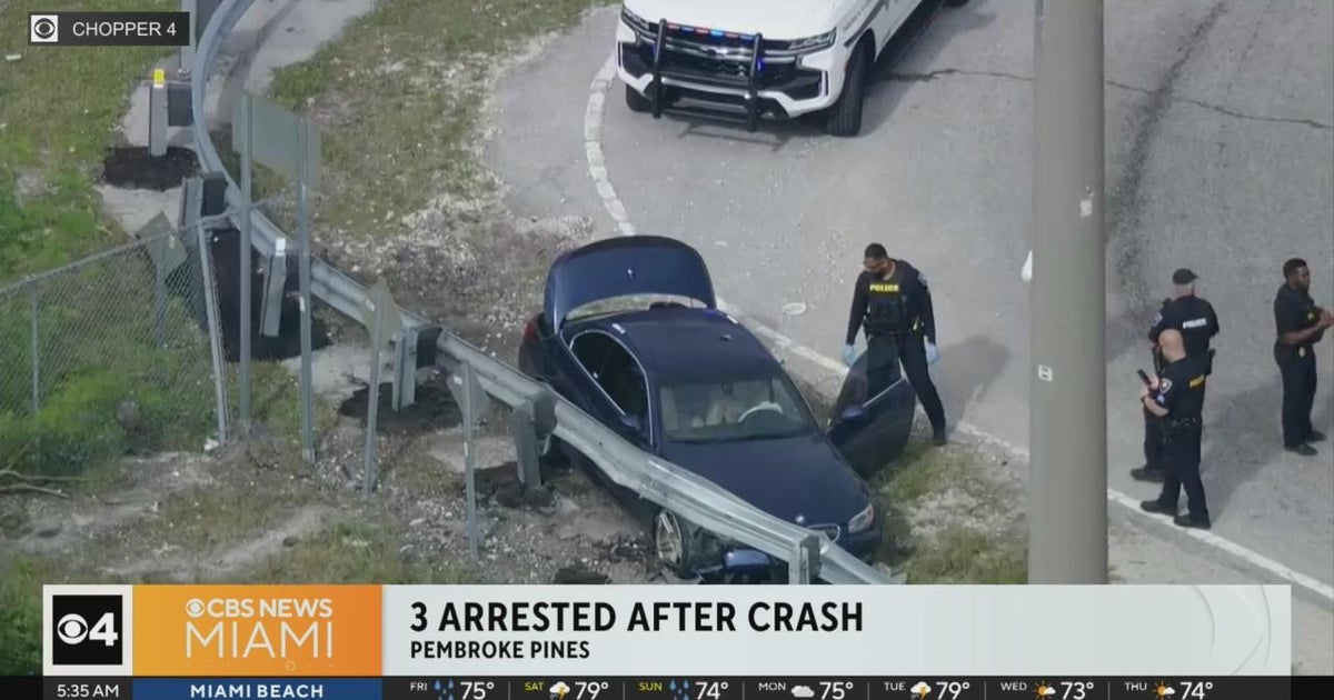 3 arrested immediately after stolen motor vehicle crashed into guard rail in Pembroke Pines 3 arrested immediately after stolen motor vehicle crashed into guard rail in Pembroke Pines