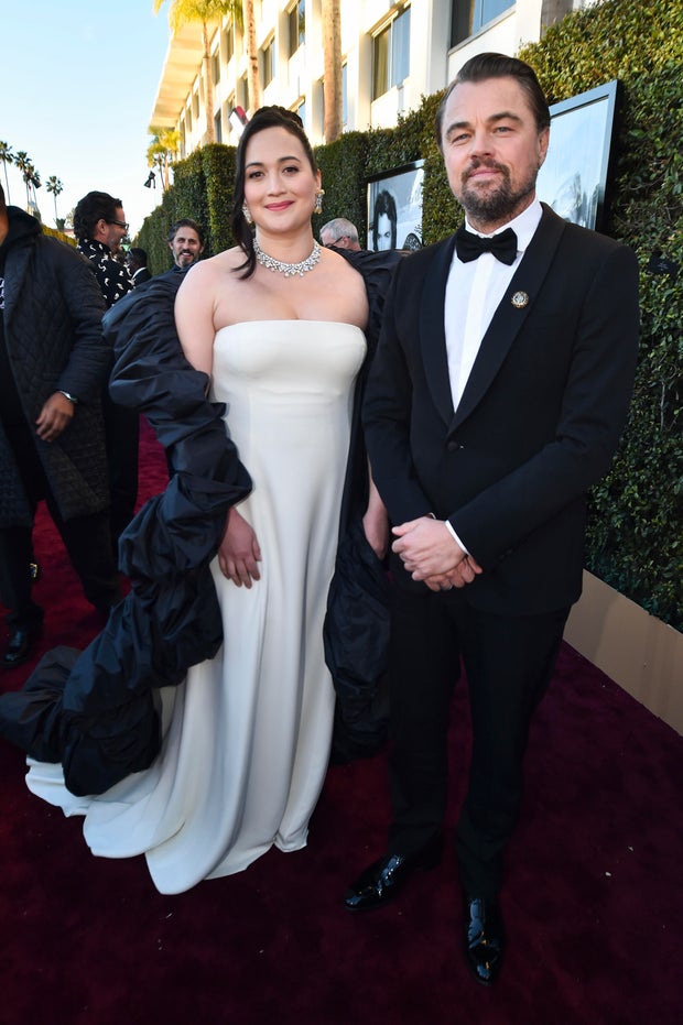 Lily Gladstone and Leonardo DiCaprio at the 81st Golden Globe Awards