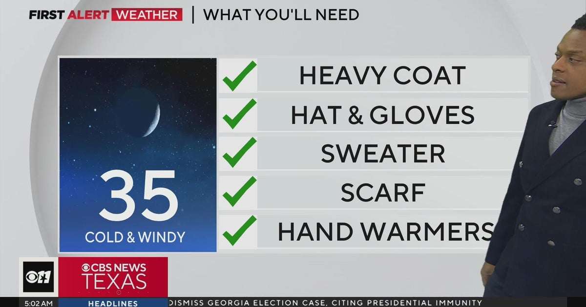 Bitter wind chill drops temps Tuesday AM - CBS Texas