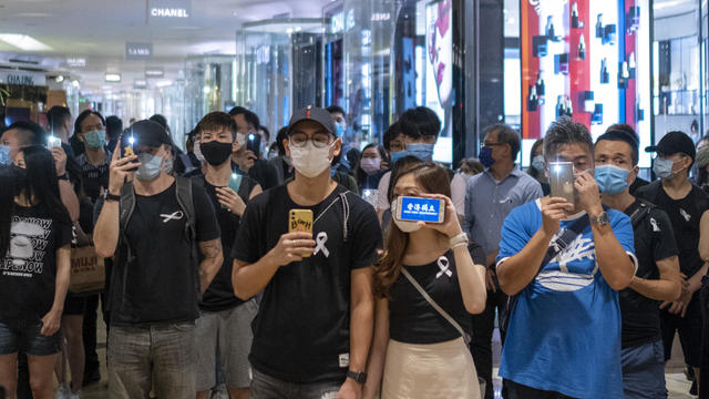 Hong Kong Demonstrators Commemorate Anniversary of Protesters Death 