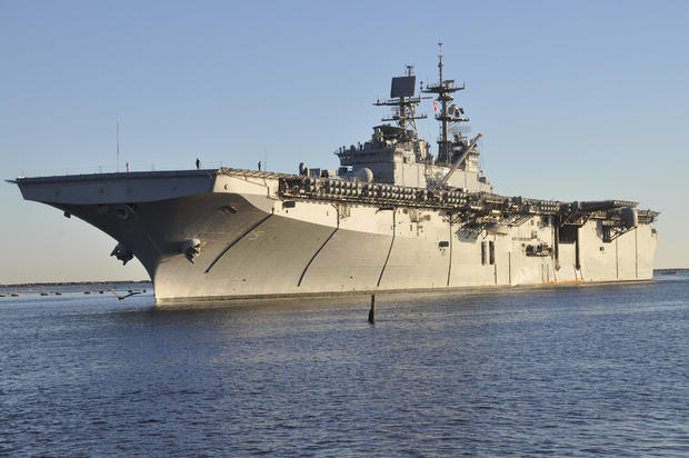 Mayport, Florida, November 2, 2012 - The amphibious assault ship USS Bataan (LHD 5) arrives at Naval Station Mayport, Florida. 