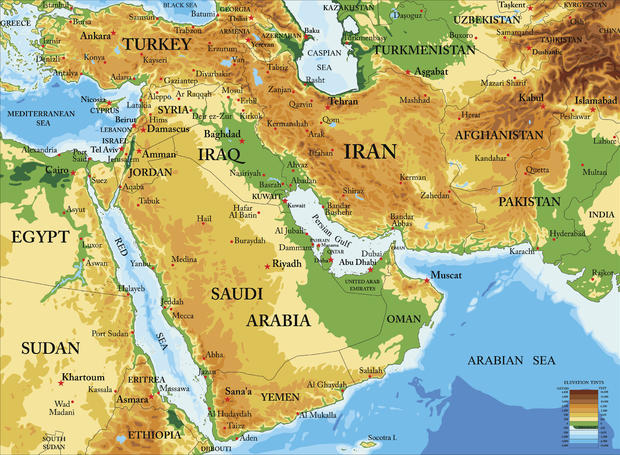 Middle East-physical map 