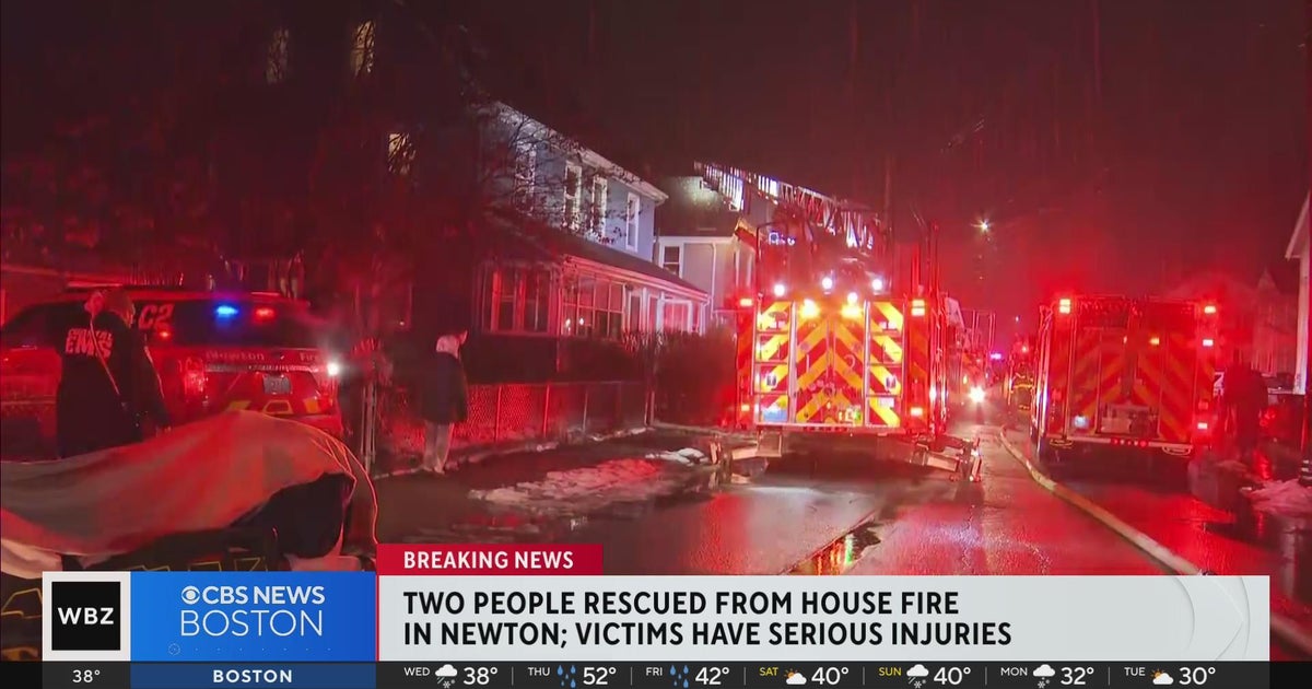 Two people rescued from Newton house fire - CBS Boston