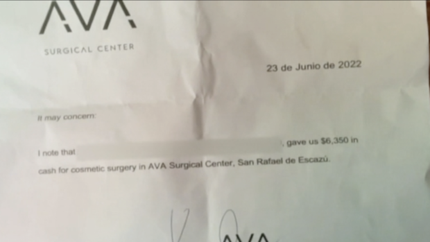 Kaitlin Armstrong plastic surgery receipt 