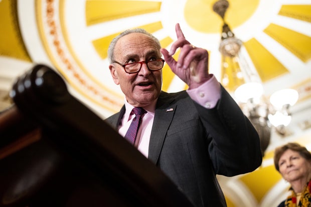 Senate Majority Leader Chuck Schumer speaks at the U.S. Capitol on Tuesday, Jan. 23, 2024.