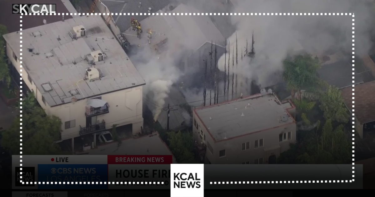 Firefighters battling large fire at home in East Hollywood - CBS Los ...